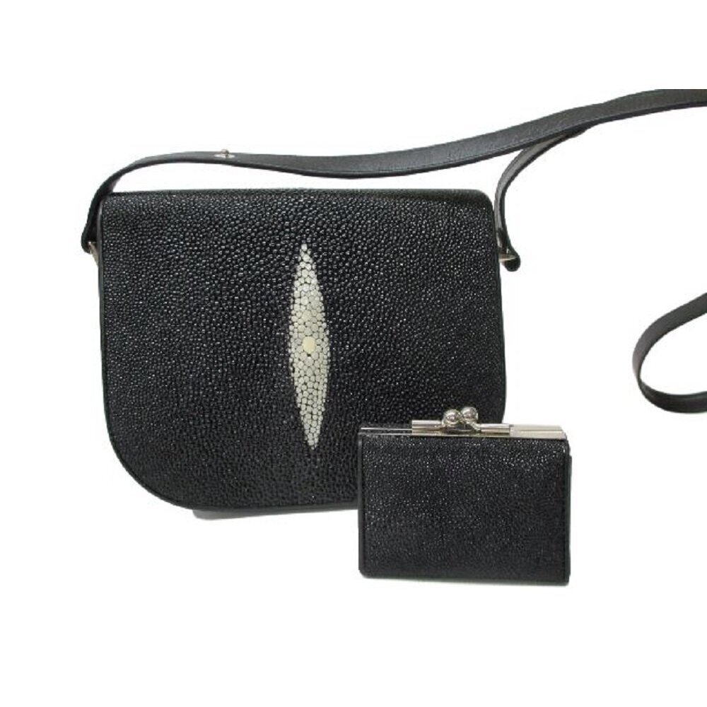 2873 Drumsurn Imports Genuine Stingray Leather Change Purse, Black